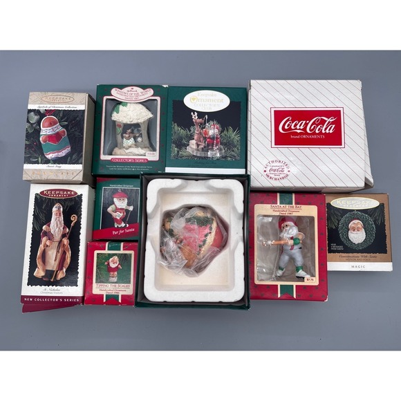 Hallmark Other - Vintage Hallmark Ornaments Lot of 10 Santa, Coca-Cola, Golf, Baseball, St Nick